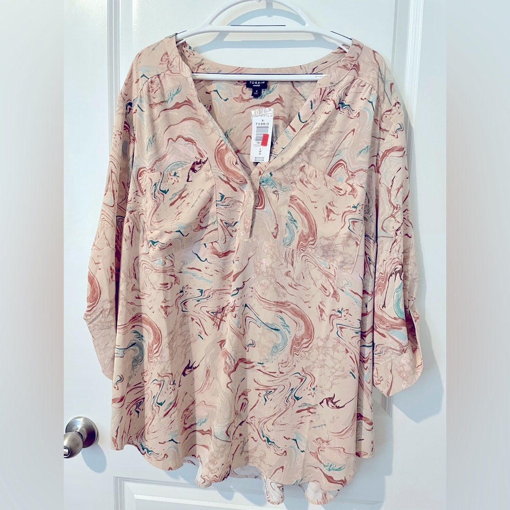 Torrid blush pink print 3/4 sleeve top 4X